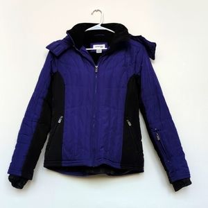 St. John's Bay | Purple + Black Snow Ski Winter Jacket w/faux fur hood